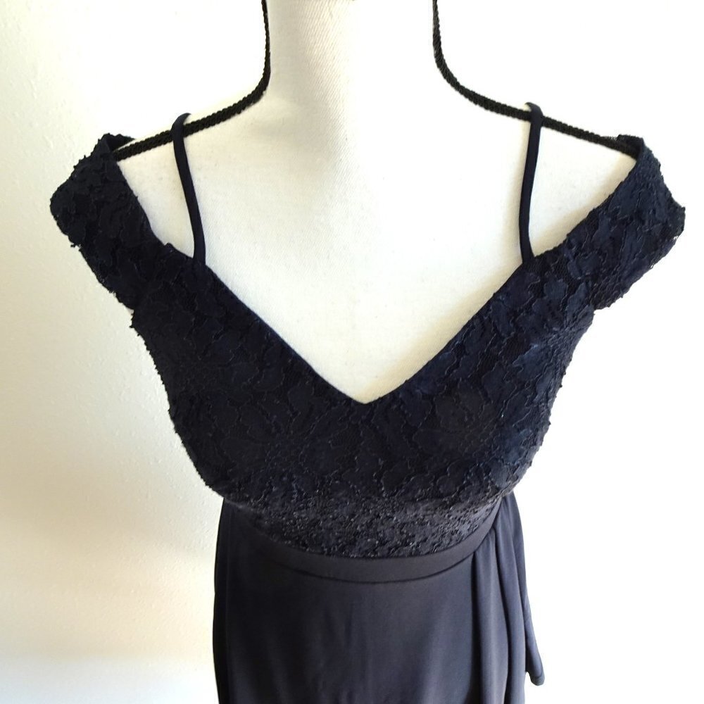 Alexa B Cocktail Dress Women's Size 6 Blue Lace Top Faux Wrap - Picture 5 of 12